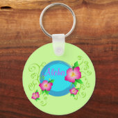 Porte-clés hibiscus rose - Porte - clé (Recto)