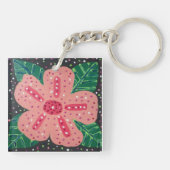 Porte-clés Hibiscus rose tropical (Dos)