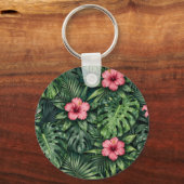 Porte-clés Hibiscus Tropical Monstera Motif Jungle (Recto)