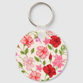 Porte-clés Hibiscus tropicaux et Plumeria motif floral (Recto)