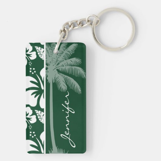 Porte-clés Hibiscus tropicaux Hawaiien Green Forest ; Palm (Dos)