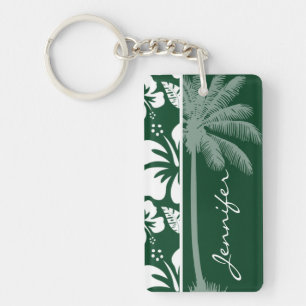 Porte-clés Hibiscus tropicaux Hawaiien Green Forest ; Palm