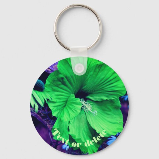 Porte-clés Hibiscus vert Abstrait Fleur personnalisée (Recto)