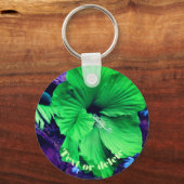 Porte-clés Hibiscus vert Abstrait Fleur personnalisée (Recto)