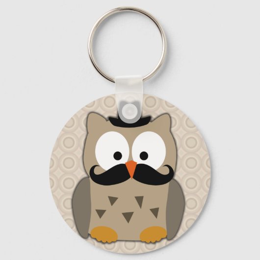 Porte-clés Hibou avec Moustache et Casquette (Recto)