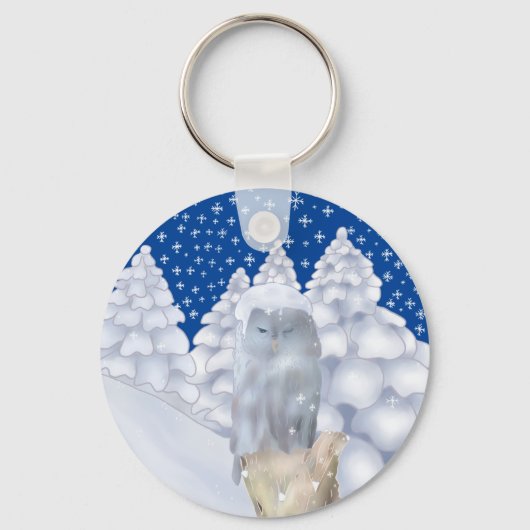 Porte-clés Hibou dans la neige (Recto)