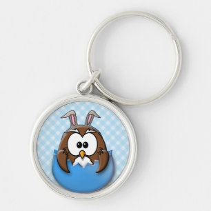 Porte-clés hibou de Pâques - bleu