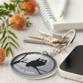 Porte-clés hibou être là Chouette noir et blanc (Devant droit)