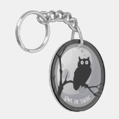 Porte-clés hibou être là Chouette noir et blanc (Devant gauche)