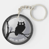 Porte-clés hibou être là Chouette noir et blanc (Dos)