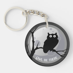 Porte-clés hibou être là Chouette noir et blanc