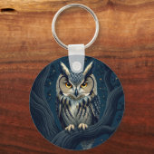 Porte-clés Hibou grand-duc la nuit (Recto)