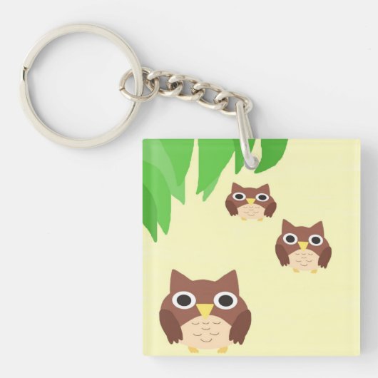 Porte-clés hibou peinture art (Devant)