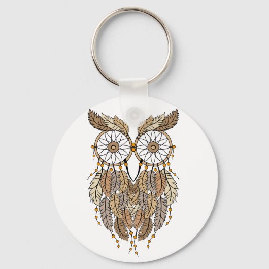Porte-clés hibou rêveur, attrapeur de rêve tribal (Recto)