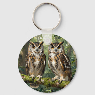 Porte-clés Hiboux Grands-Ducs Forêt Majestueuse