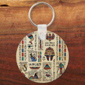 Porte-clés Hiéroglyphes et divinités égyptiennes sur papyrus (Recto)