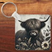 Porte-clés Highland Bull avec tournesol (Recto)