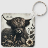 Porte-clés Highland Bull avec tournesol (Dos)