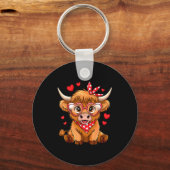 Porte-clés Highland Cow Valentines Day Funny Hearts Valentine (Recto)