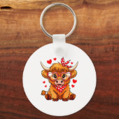 Porte-clés Highland Cow Valentines Day Funny Hearts Valentine (Recto)