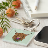 Porte-clés Highland Scottish Vache Purple Celple Knot Work (Devant Droit)