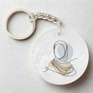 Porte-clés Hijab Line Art Marble Keychain | Acrylic Keychain