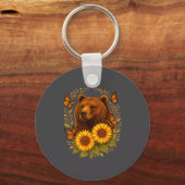 Porte-clés Hilarious Bear Butterfly Nature Rustic Sunflower M (Recto)