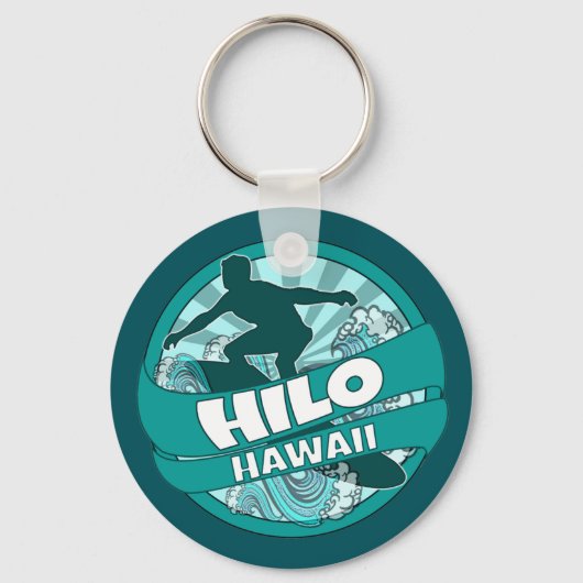 Porte-clés Hilo Hawaii turquoise surfer logo porte - clé (Recto)