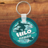 Porte-clés Hilo Hawaii turquoise surfer logo porte - clé (Recto)