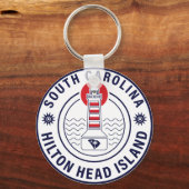 Porte-clés Hilton Head Island Lighthouse Retro Sunset (Verso)