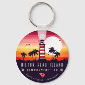 Porte-clés Hilton Head phare SC Retro Sunset Souvenirs (Recto)