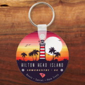 Porte-clés Hilton Head phare SC Retro Sunset Souvenirs (Recto)