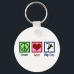 Porte-clés Hip hop Peace Love<br><div class="desc">Hip hop Peace Love. Un cadeau de musique hip hop cool pour un danseur de break ou un artiste hip hop.</div>