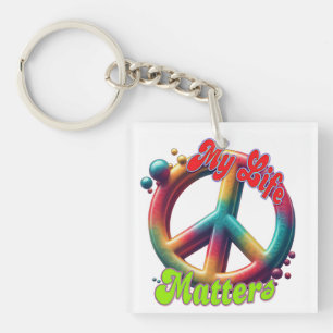 Porte-clés Hippie Amour Paix La Vie Compte Personnalisé