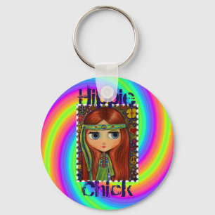 Porte-clés Hippie Chick 1960s Tie Dye Big Eye Doll Headband