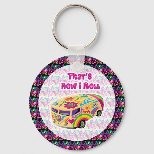 Porte-clés hippie van comment je roule (Recto)