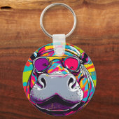 Porte-clés Hippo Avec Lunettes De Soleil Pop Art (Recto)