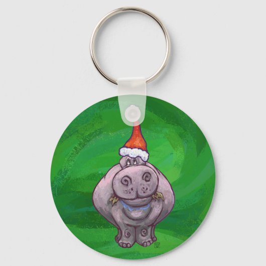 Porte-clés Hippo Festif Sur Vert (Recto)