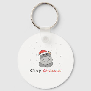 Porte-clés Hippo Noël Neige hiver Animaux Hippopotames