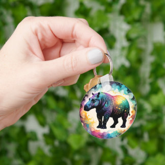 Porte-clés Hippo Spectral : Un Voyage Holographique