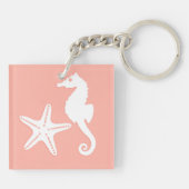 Porte-clés Hippocampe et étoiles de mer - Corail clair rose (Dos)