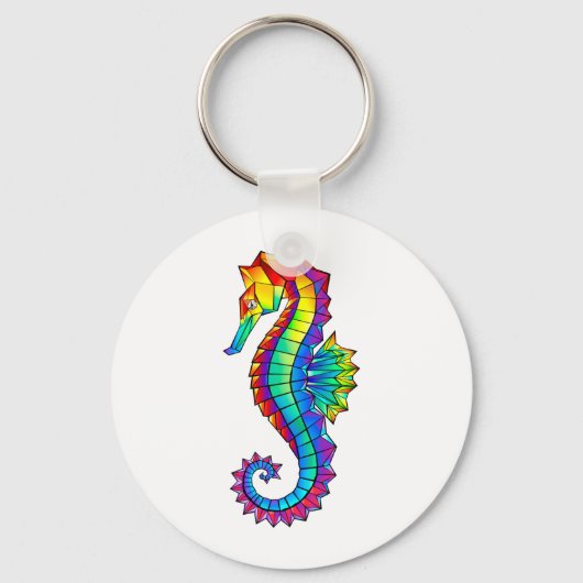 Porte-clés Hippocampe polygonal arc-en-ciel (Recto)