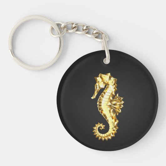 Porte-clés Hippocampe Polygonal Or (Devant)