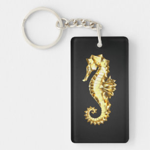 Porte-clés Hippocampe Polygonal Or