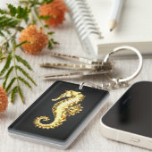 Porte-clés Hippocampe Polygonal Or (Devant droit)