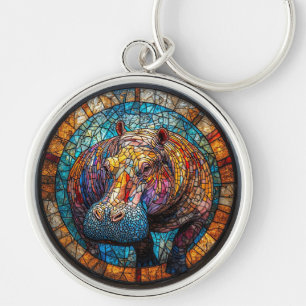 Porte-clés Hippopotame Coloré en Verre Cathédrale