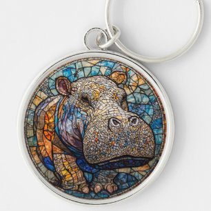 Porte-clés Hippopotame Coloré en Verre Cathédrale
