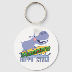 Porte-clés Hippopotame de surfer