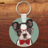 Porte-clés Hipster Boston Terrier (Recto)