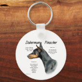 Porte-clés Histoire de Doberman Pinscher noir (Verso)